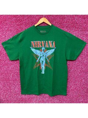 Nirvana In Utero Angel Graphic Grunge Green T-Shirt XL